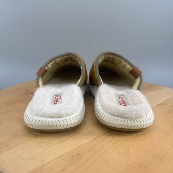 Olukai Mua 'ili Mens Size 9 Shearling Slippers Shoes Brown Leather Comfort NEW - Picture 4 of 9